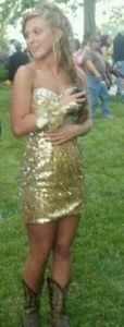 Mari Lee gold sequin prom dress