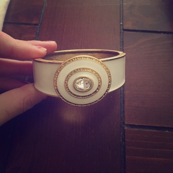 White and gold Lia Sophia hinge bracelet