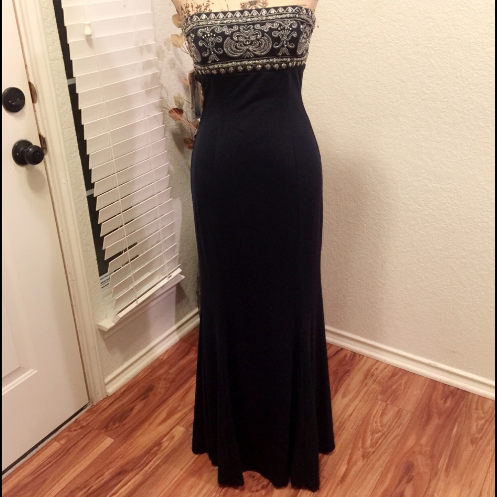 Navy color beaded formal dress NWT