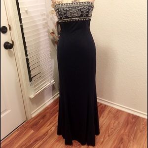 Navy color beaded formal dress NWT