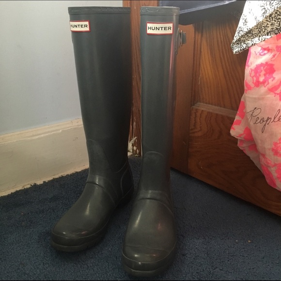 Grey Tall Hunter Rain Boots