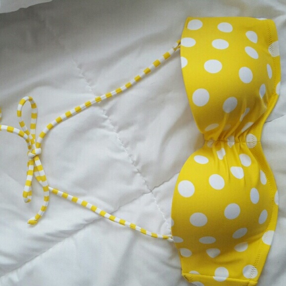 Yellow Polka Dot Bikini Top