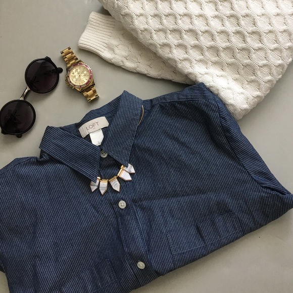 Pinstripe Chambray Button Up from the Loft