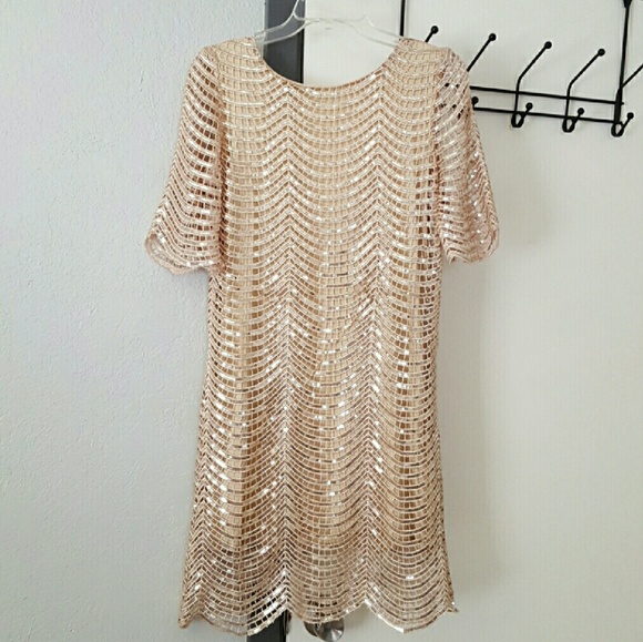 Gold Sequin Shift Dress