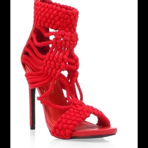 Privileged Lexi red crochet heels