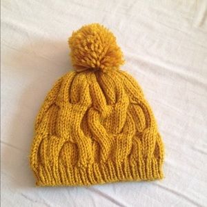 Yellow Pom Pom beanie