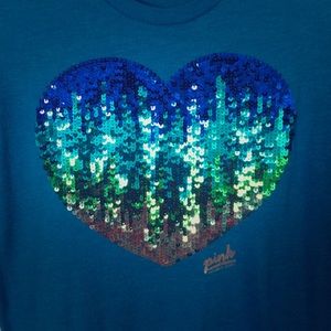 Pink VS Sequin Heart Tshirt