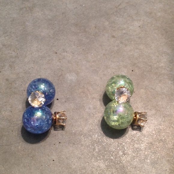 Double sided earrings- 2 pairs! Blue and green!