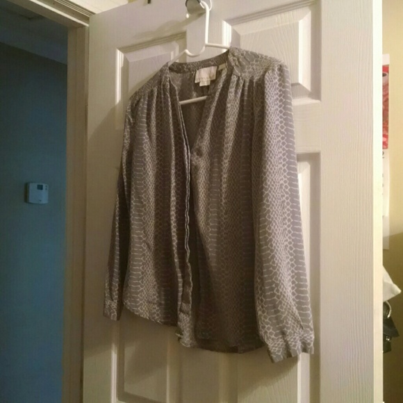 Reptile print silk button down