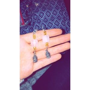 oriental rose quartz earrings 🌂