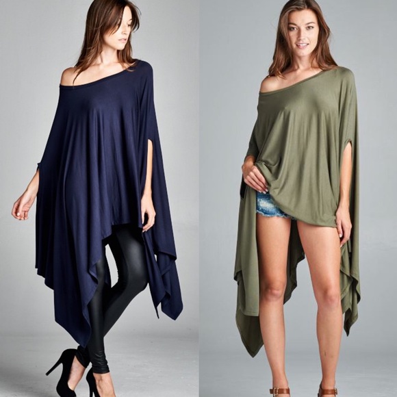 "Contemporary" Loose Poncho Tunic Top - Picture 4 of 4