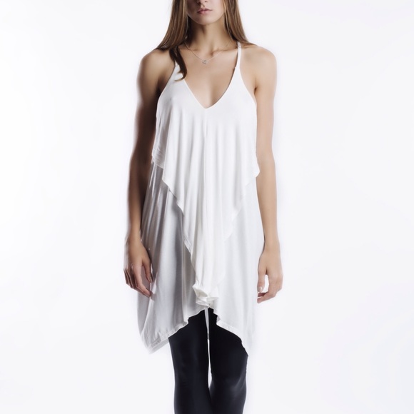 "Air" Draped Back Ruffle Front Strappy Top - Picture 2 of 4