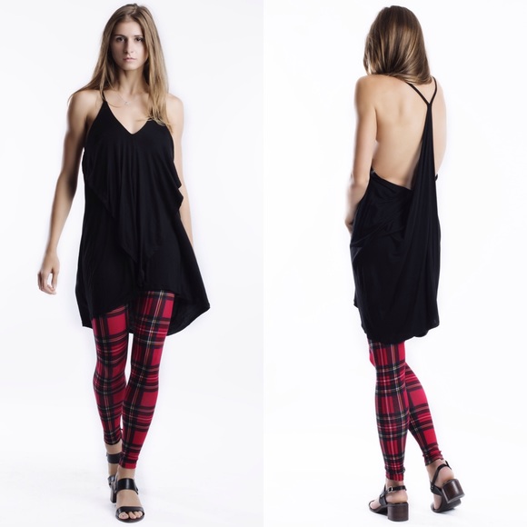 "Air" Draped Back Ruffle Front Strappy Top - Picture 4 of 4