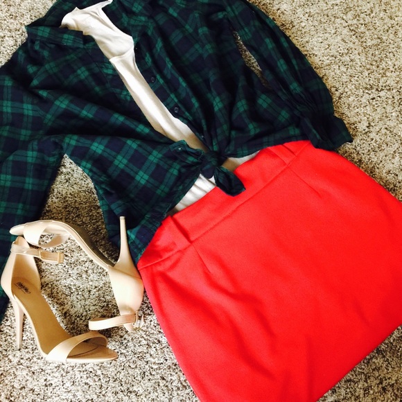 Plaid button down & tank