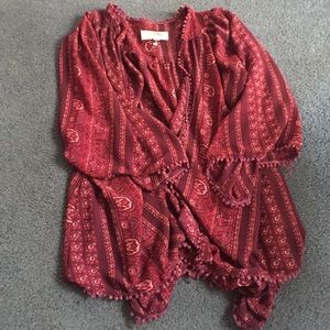 Small Urban Outffiters red & purple kimono