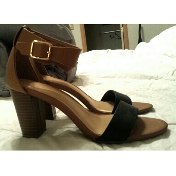 Stacked strappy heels