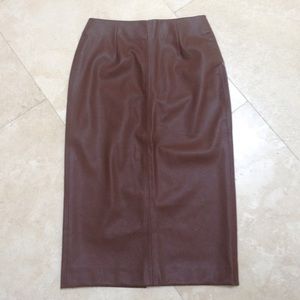 Zara tan leather pencil skirt