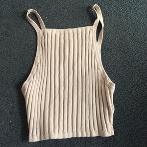 S Urban Outfitters cream ribbed cropped tank