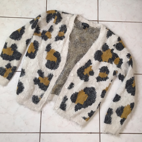 Topshop fuzzy leopard cardigan