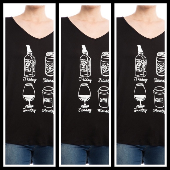 WEEKEND DRINKS TOP IN BLACK - LARGE - Picture 2 of 3