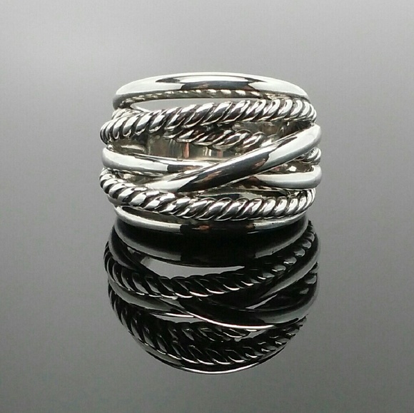 David Yurman Wide Crossover Ring 925 SS SIZE  6.5 - Picture 1 of 4