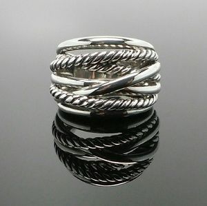 David Yurman Wide Crossover Ring 925 SS SIZE  6.5