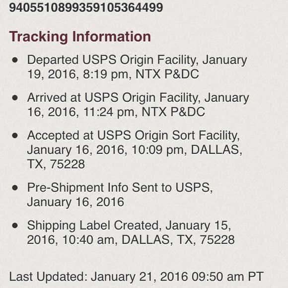 Tracking info