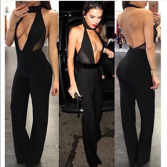 plunge halter jumpsuit