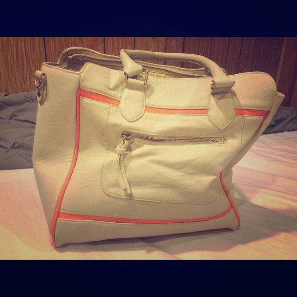 👛Beige and neon orange handbag👛