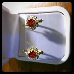 Gorgeous ruby and diamond drop earings