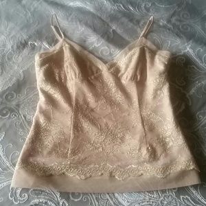 BCBG MAXAZRIA, BEIGE/NUDE LACE CAMI
