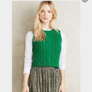Anthropologie chunky cable fisherman vest green