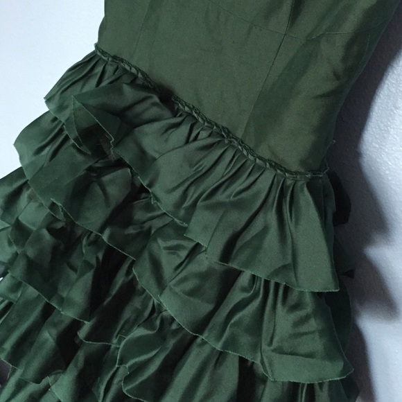 J Crew Ruffle Green Dress