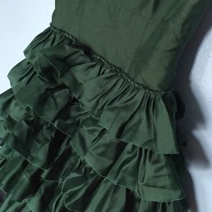 J Crew Ruffle Green Dress