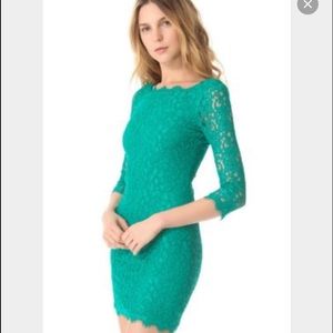 DVF Zarita lace dress in parakeet NWT