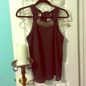 NWT Black flowing beaded top