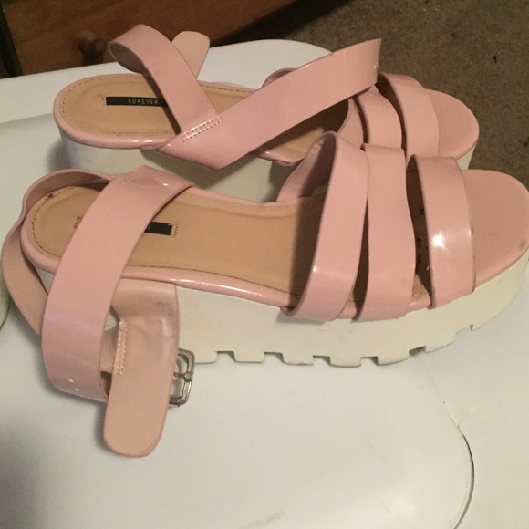 Worn once pink platform sandals