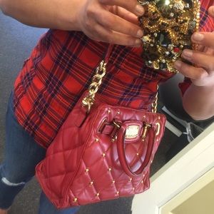Michael Kors Red, Studded & Quilted Hamilton Bag!