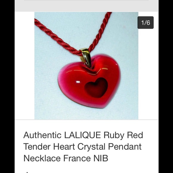 Authentic LALIQUE ruby heart crystal pendant