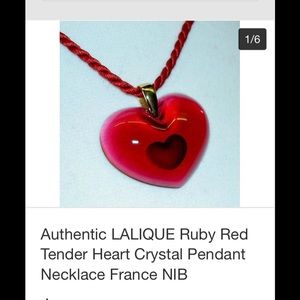 Authentic LALIQUE ruby heart crystal pendant