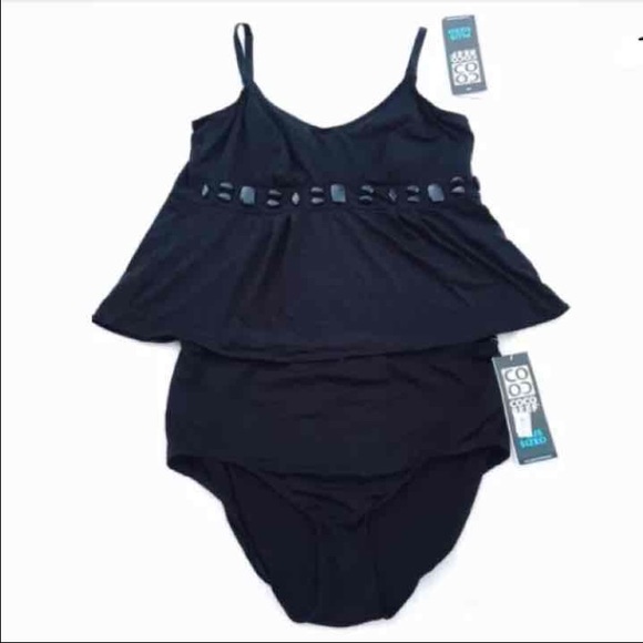 Coco Reef Plus Size Black Bathing Suit 3X 44C NWT