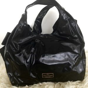Authentic Valentino black patent leather bow bag
