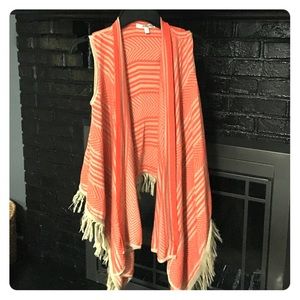 Orange & Gold fringe sweater vest