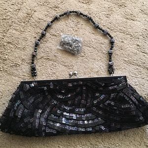 Black beaded clutch