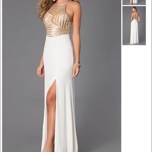 white and gold prom dress worn once