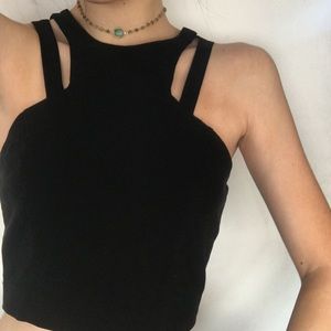 Black crop top with zipper detailing
