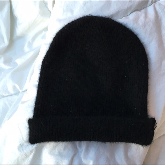 Black fuzzy beanie