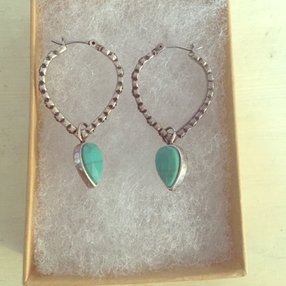 Turquoise bead silver dangle earring