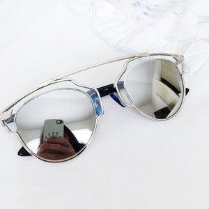 Silver cat eye mirrored sunglasses