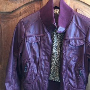Maroon Faux Leather Jacket
